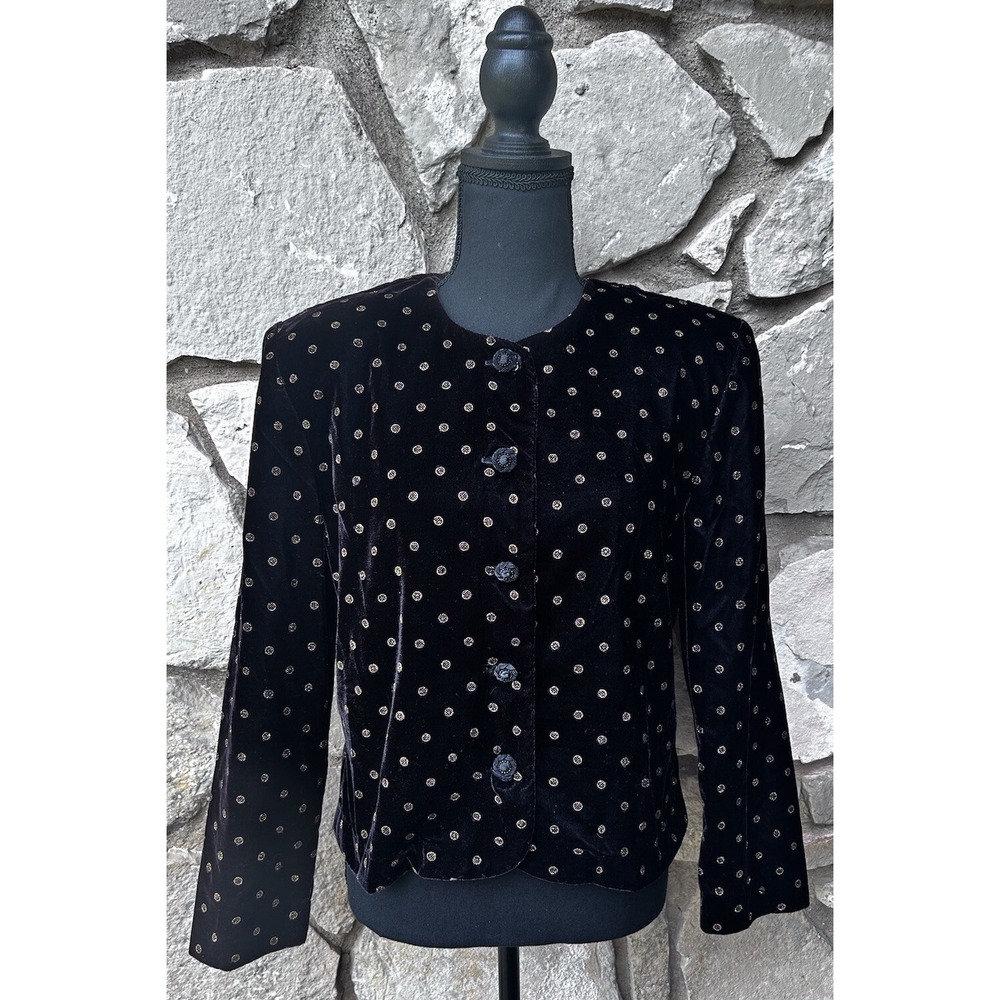 Vintage Dressy Jacket Norton McNaughton 8 Deep Purple Velvet Glitter Accent EC